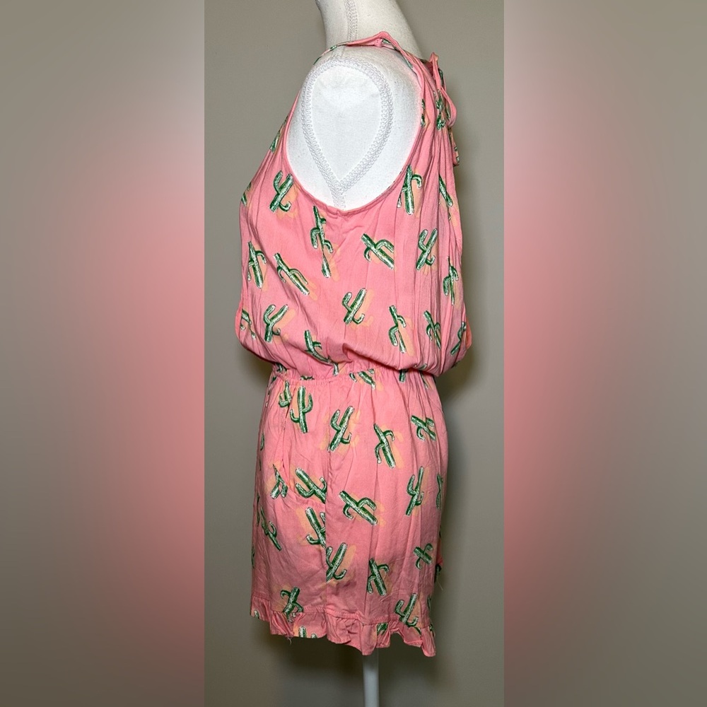 NWT 🌵 Wet Seal Cactus Print Romper Pink Green Summer Beach Cute Boho Festival M - Picture 9 of 13